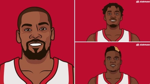 火箭新援上赛季数据：KD26.8分+53% DFS三分41% 卡佩拉8.9+8.5