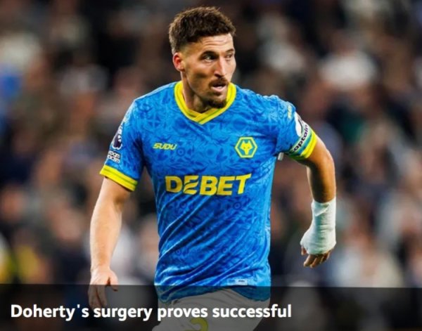 狼队官方:多赫蒂腕舟骨骨折手术成功,预计不会缺阵太长时间 狼队官方:多赫蒂腕舟骨骨折手术成功,预计不会缺阵太长时间