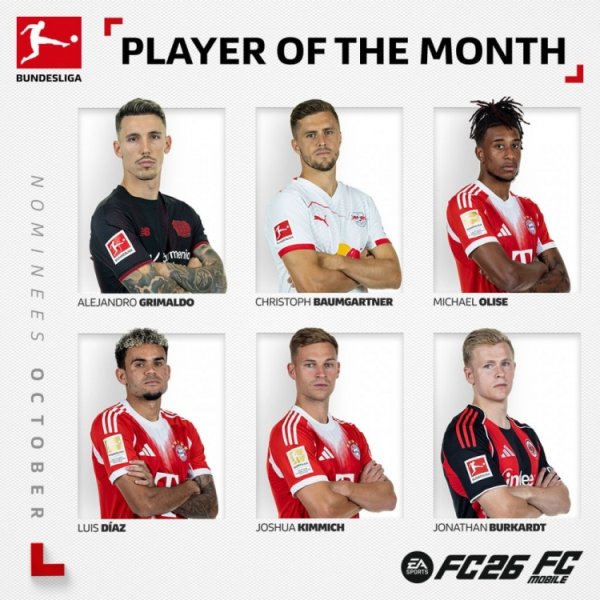 德甲10月最佳球员候选:拜仁3将奥利塞、迪亚斯、基米希在列 德甲10月最佳球员候选:拜仁3将奥利塞、迪亚斯、基米希在列